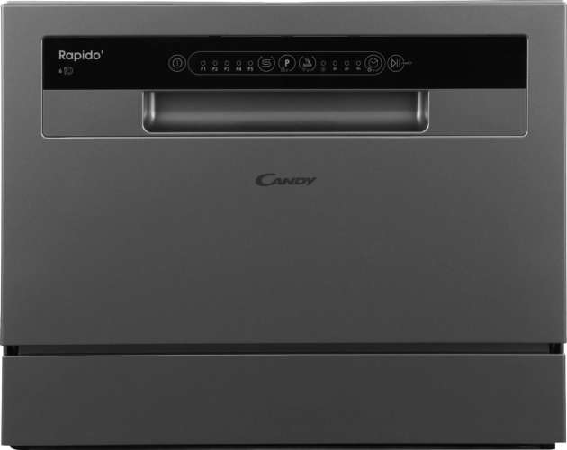 Посудомоечная машина Candy RapidO CP 6F51LS-08,  компактная, настольная, 55см, загрузка 6 комплектов, серебристая [fa07tae00ru]